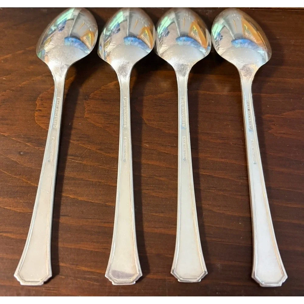 Oneida 1881 Rogers Floral Queen Silverplate Tablespoons Serving Spoons Set of 4